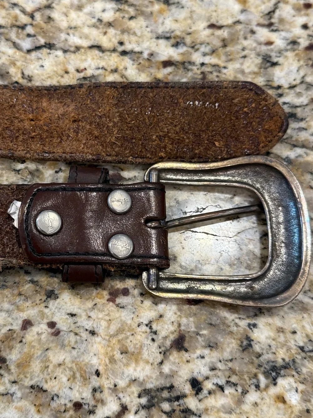 Western embroidered brown leather belt embossed silver decor 47”